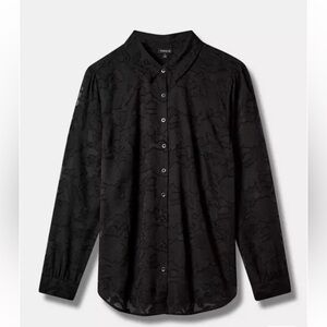 New! Torrid sz 3 Madison Clip Floral Chiffon Button‎ Front Long Sleeve Shirt 3X
